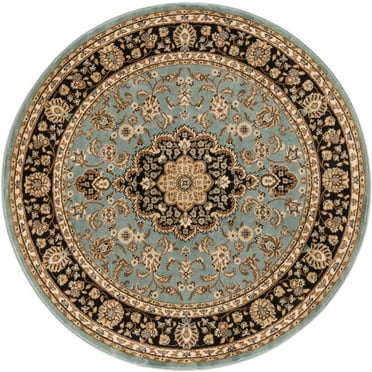 Noble Medallion Red Green Ivory Light Blue Black Persian Floral Oriental Formal Traditional Area Rug Shed Free Modern Contemporary Transitional Soft Living Dining Room Rug