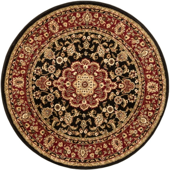 Noble Medallion Red Green Ivory Light Blue Black Persian Floral Oriental Formal Traditional Area Rug Shed Free Modern Contemporary Transitional Soft Living Dining Room Rug