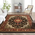 thumbnail image 1 of Noble Medallion Red Green Ivory Light Blue Black Persian Floral Oriental Formal Traditional Area Rug Shed Free Modern Contemporary Transitional Soft Living Dining Room Rug, 1 of 8