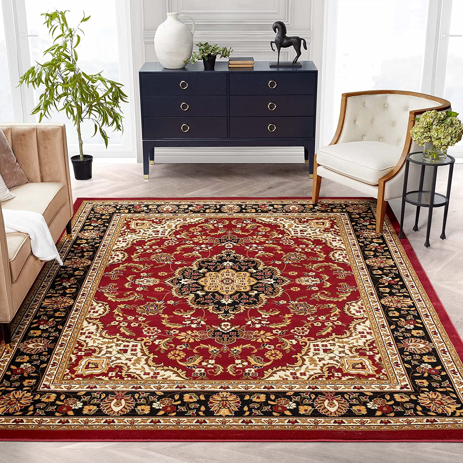 Noble Medallion Red Persian Floral Oriental Formal Traditional (7'10" X