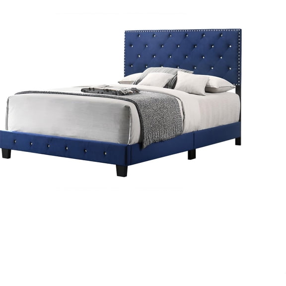 Noble Navy Queen Bed With Transitional Flair
