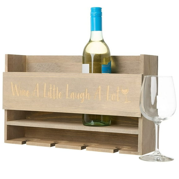 Rustic Wall Mounted Wine Rack and Glass Holder