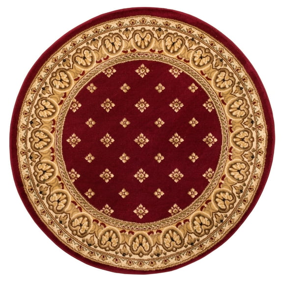 Noble Palace French European Formal Traditional Area Rug 3'11" Round Easy to Clean Stain Fade Resistant Shed Free Modern Contemporary Floral Transitional Soft Living Dining Room Rug