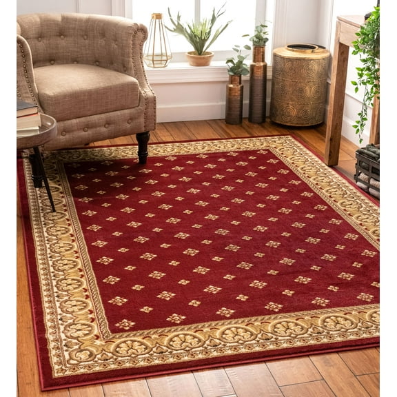 Noble Palace French European Formal Traditional Area Rug 5x7 ( 5'3" x 7'3" ) Easy to Clean Stain Fade Resistant Shed Free Modern Contemporary Floral Transitional Soft Living Dining Room Rug