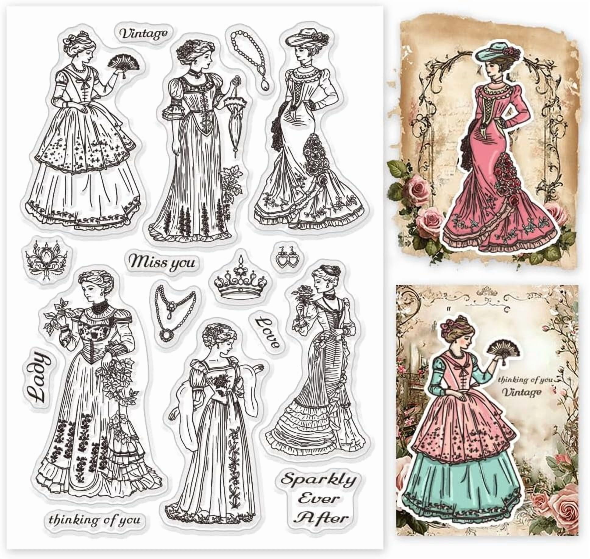 Noble Princess Clear Stamps Retro Court Lady Silicone Clear Stamp Seals ...