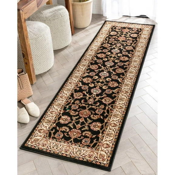 Noble Sarouk Persian Floral Oriental Formal Traditional Area Rug 2'7" x 9'6" Runner Easy to Clean Stain Fade Resistant Shed Free Modern Contemporary Transitional Soft Living Dining Room Rug