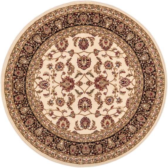 Noble Sarouk Persian Floral Oriental Formal Traditional Area Rug 7'10" Round Easy to Clean Stain Fade Resistant Shed Free Modern Contemporary Transitional Soft Living Dining Room Rug