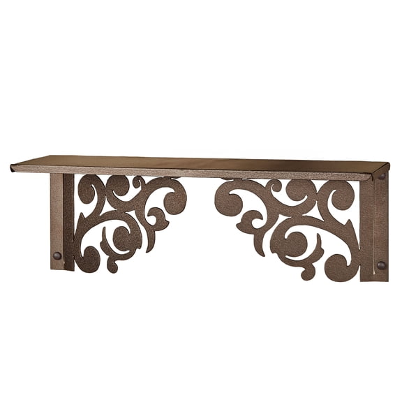Noble Scrolls Indoor Outdoor Steel 24 Inch Wall Shelf by JasonW Studios(R) Bronze 24 Inches Wide Wall Shelf