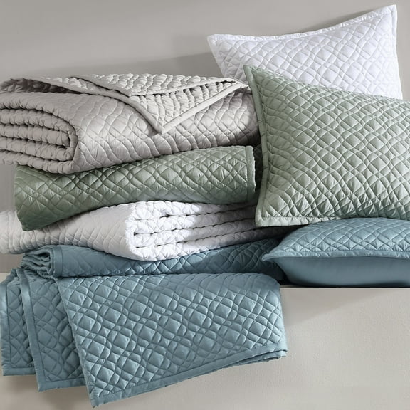 Noble Tencel 3 PC Queen Coverlet Set Silver Rivebrook Home Noble Tencel Collection Sky - King - 3 Piece