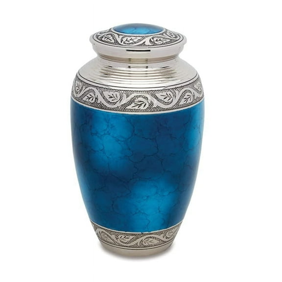 Noble Urn | Brass Cremation Urn for Human Ashes - Vivid Blue