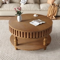 Noble house Farmhouse Fluted Coffee Table with Flip-Top Storage, Solid Wood Legs,Walnut Brown