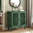 thumbnail image 1 of Noble house Vintage Hollow-Carved Accent Cabinet, 2-Door Sideboard, Adjustable Shelf & Solid Wood Legs,Antique Green, 1 of 8