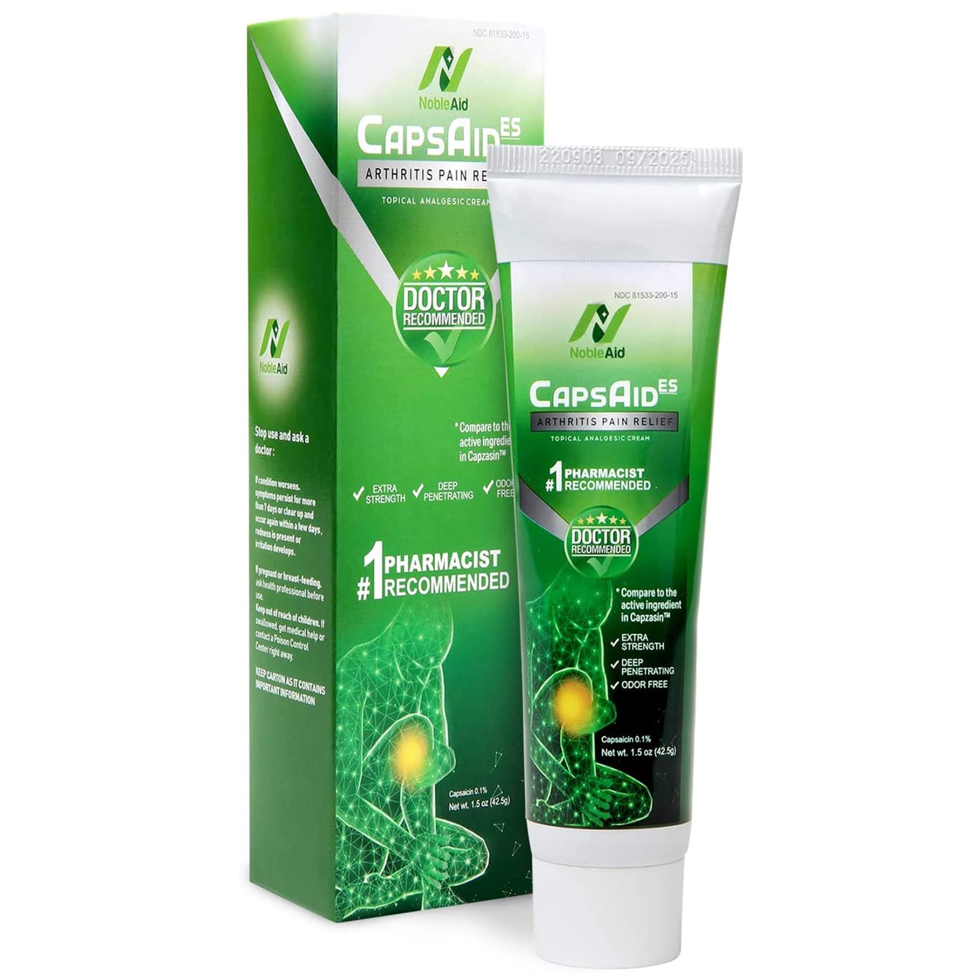 NobleAid Anti Inflammatory Capsaicin Cream 1 Strength Topical Pain