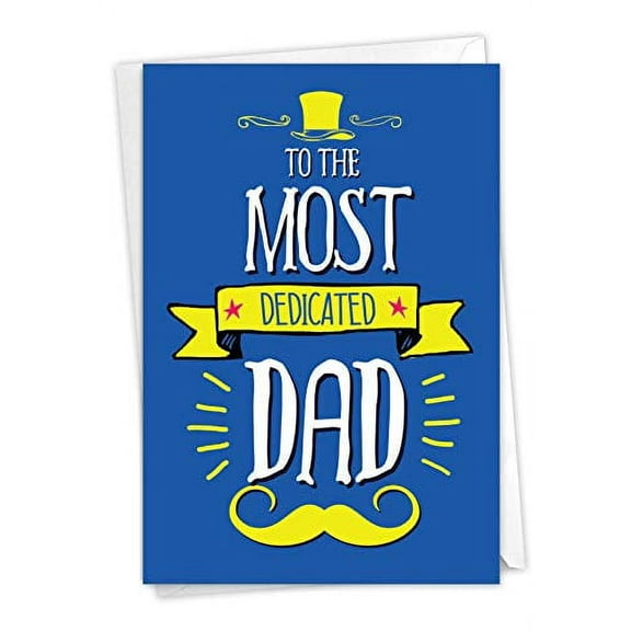 NobleWorks - 1 Birthday Greeting Card for Fathers - Colorful Art, Dad Greeting Notecard - Dedicated Dad C9329BFG