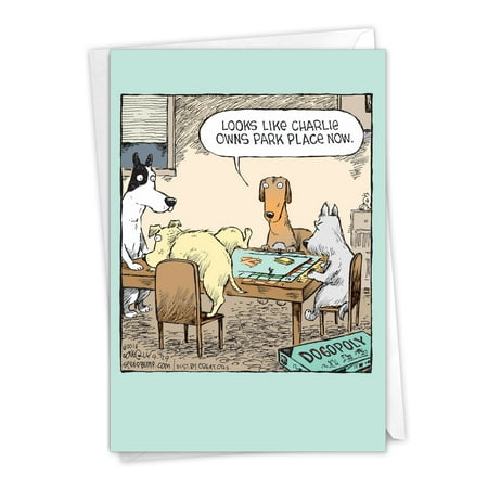 NobleWorks - 1 Funny Birthday Card with Envelope - Dogopoly C3986BDG