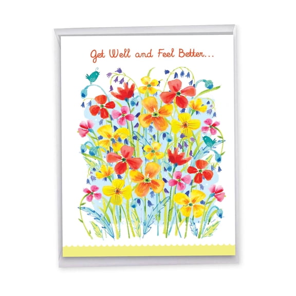 NobleWorks 100th Birthday Milestone Greeting Card w/ 5x7 Envelope (1 Card), For Men, Women, Floral Age 100 C8266MBG