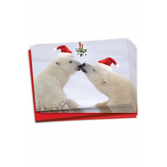 NobleWorks 12 Christmas Greeting Cards Set with 5 x 7 Inch Envelopes (1 Design, 12 Each) Holiday Animal Smackers B6594JXSG
