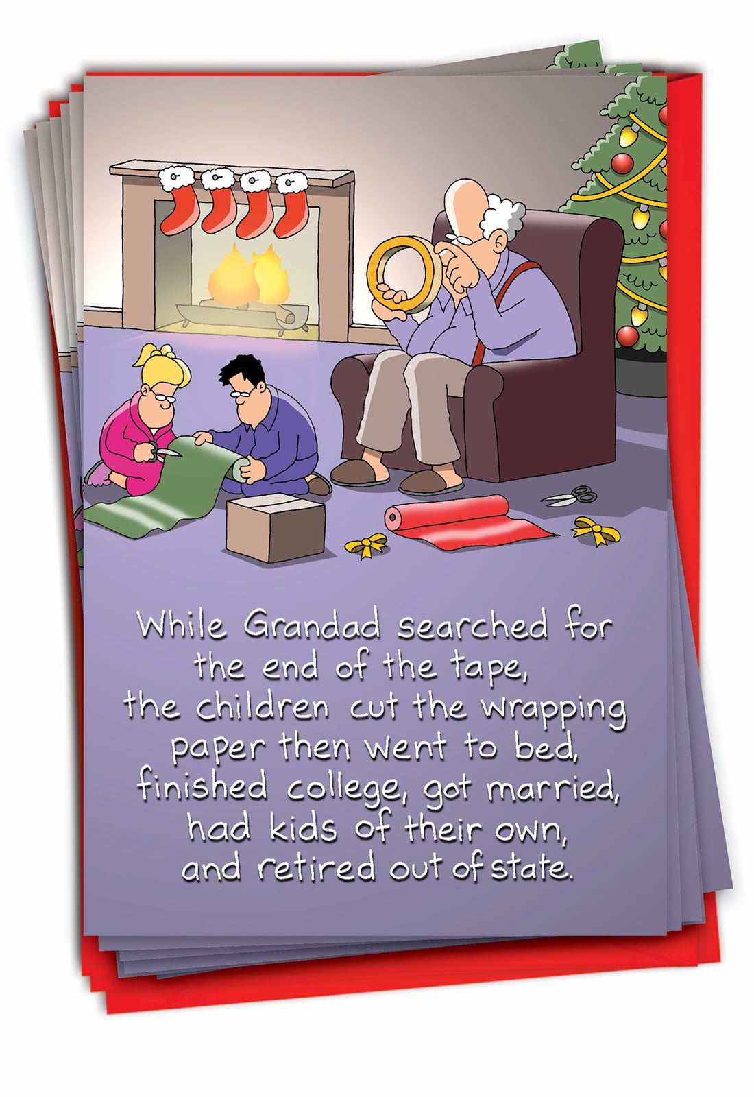 NobleWorks 12 Funny Christmas Cards w/ 5x7 Envelopes, 1x12 Designs, for ...