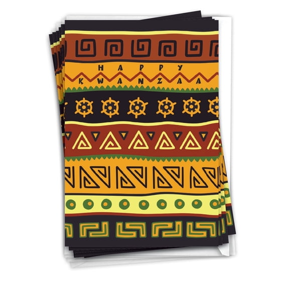 NobleWorks 12 Kwanzaa Greeting Cards Bulk Box Set with 5 x 7 Inch Envelopes (1 Design, 12 Each) African Motifs C6116CKWG-B12x1