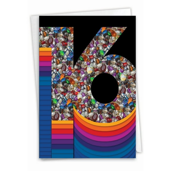 NobleWorks 16th Milestone Birthday Greeting Card with 5 x 7 Inch Envelope (1 Card) Bold 16 C6110IMBG