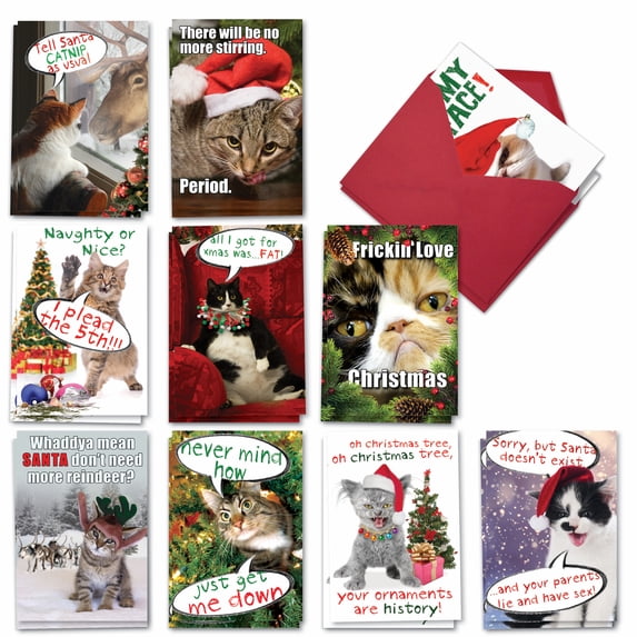 NobleWorks 20 Assorted Box Set Funny Christmas Greeting Cards w/5 x 7 ...