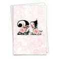 thumbnail image 1 of NobleWorks 21th Milestone Birthday Greeting Card with 5 x 7 Inch Envelope (1 Card) Floral Age 21 C10055MBG, 1 of 6
