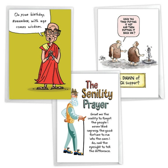 NobleWorks 3 Variety Assortment Pack of Hilarious Birthday Greeting Card for Men and Women, with 5 x 7 in Envelopes (3 Designs, 1 Each), Mansplaining VC2808BDG-C1x3