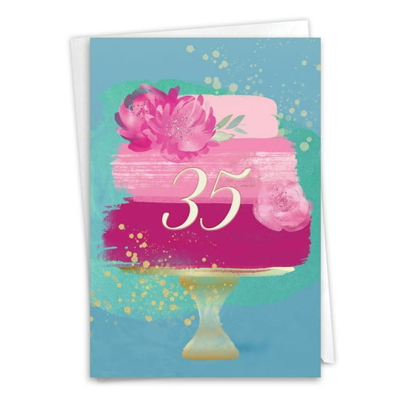 NobleWorks 35th Milestone Birthday Paper Card with 5 x 7 Inch Envelope (1 Card) Number Cake 35 C10125MBG