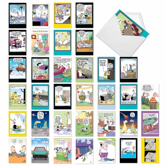 NobleWorks 36 Assorted Box Set Funny Birthday Greeting Cards w/5 x 7 Inch Envelopes (36 Designs, 1 Each) Bday McCoy Bros. Merriment AC7742BDG-B1x36