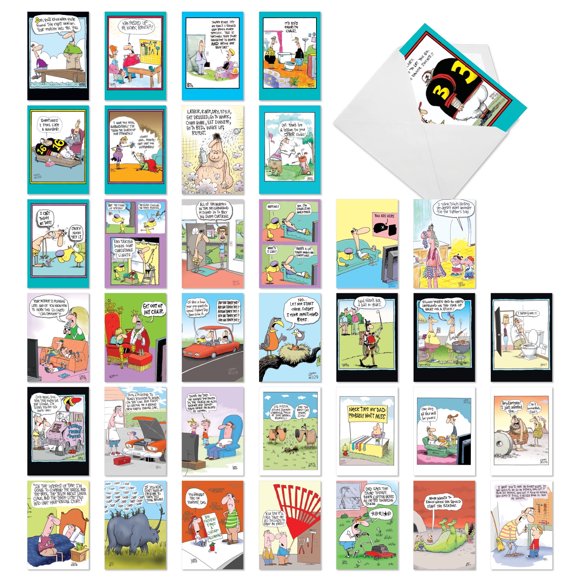 NobleWorks 36 Assorted Box Set Funny Father's Day Greeting Cards w/5 x 7 Inch Envelopes (36 Designs, 1 Each) Dad McCoy Bros. Fun Dads AC10900FDG-B1x36