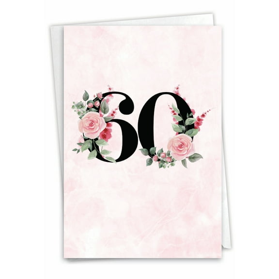 NobleWorks 60th Milestone Anniversary Greeting Card with 5 x 7 Inch Envelope (1 Card) Floral Couple 60 C8257MAG