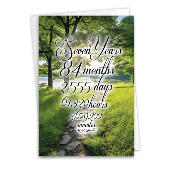 NobleWorks 7th Recovery Paper Card with 5 x 7 Inch Envelope (1 Card) 7 Year Time Count C10818AAG