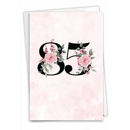 NobleWorks - 85th Milestone Birthday Greeting Card with 5 x 7 Inch Envelope (1 Card) Floral Age 85 C8263MBG