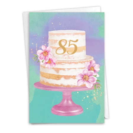 NobleWorks 85th Milestone Birthday Greeting Card with 5 x 7 Inch Envelope (1 Card) Number Cake 85 C10115MBG