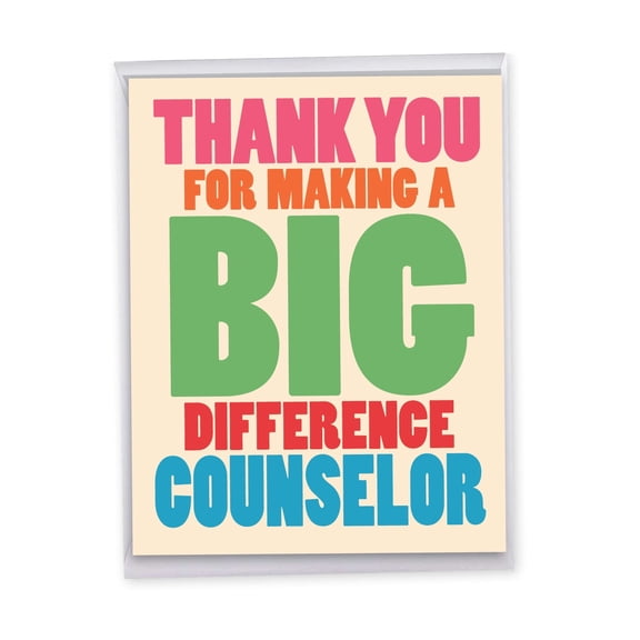 NobleWorks Big Thank You Paper Card From Us 8.5 x 11 Inch with Envelope (1 Pack) Oversize Jumbo Big Difference Counselor J8217TYG-US