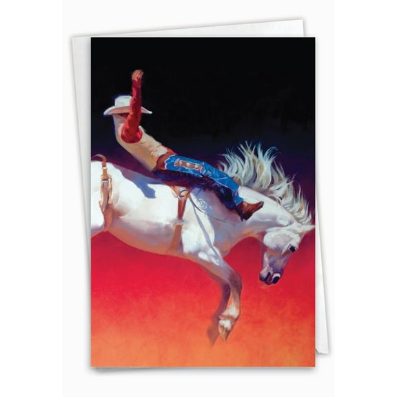 NobleWorks Birthday Greeting Card with 5 x 7 Inch Envelope (1 Card) Bday Cowboys and Horses C2823BBDG