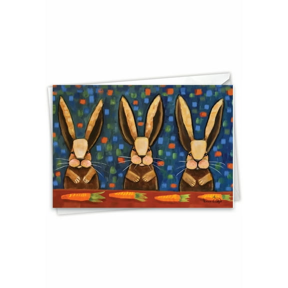NobleWorks Birthday Greeting Card with 5 x 7 Inch Envelope (1 Card) Bday Ducks In A Row - Rabbits C10343BBDG