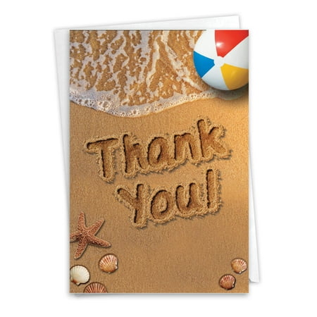 NobleWorks Birthday Thank You Greeting Card with 5 x 7 Inch Envelope (1 Card) Beach Notes C6113GTBG
