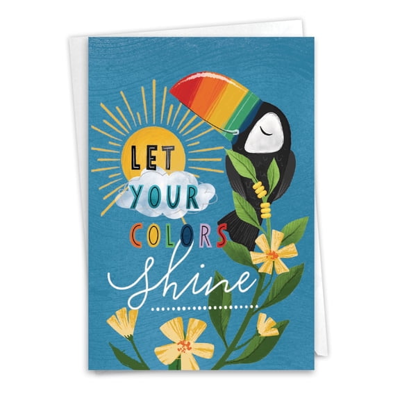 NobleWorks Blank All Occasions Greeting Card with 5 x 7 Inch Envelope (1 Card) Blank All Occasions Happy Pride - Toucan C10983IOCB
