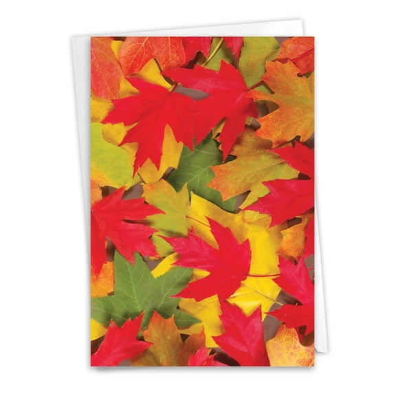 NobleWorks Blank All Occasions Paper Card with 5 x 7 Inch Envelope (1 Card) Blank All Occasions Leaf a Message - Maple C2009AOCB