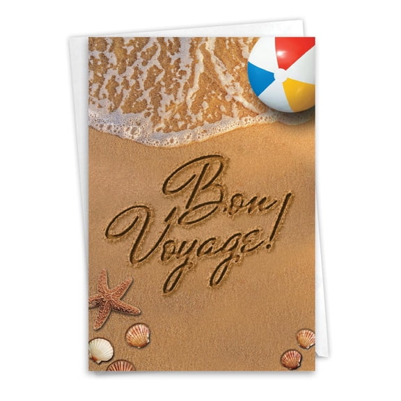 NobleWorks Bon Voyage Greeting Card with 5 x 7 Inch Envelope (1 Card) Farewell, Good Luck Beach Notes C6113GBVG