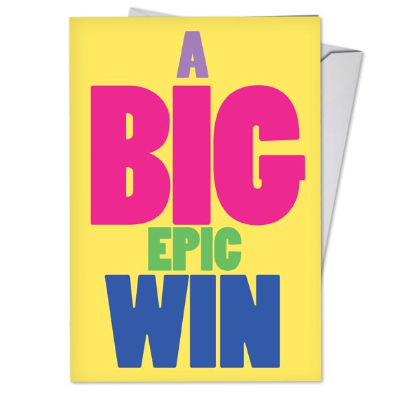 NobleWorks - C3896CGG Funny Congratulations Greeting Card 'Big Epic Win' with Envelope by NobleWorks