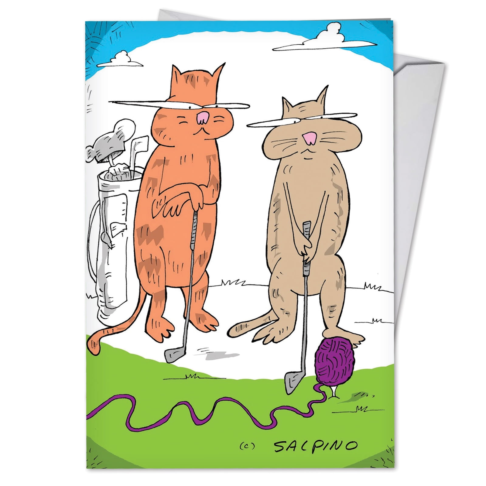 NobleWorks - C4027BDG Hilarious Birthday Card 'Cat Golf' with Envelope by NobleWorks