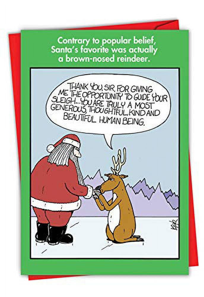 NobleWorks - Christmas Card with Envelope (4.63 x 6.75 Inch) - Cartoon ...