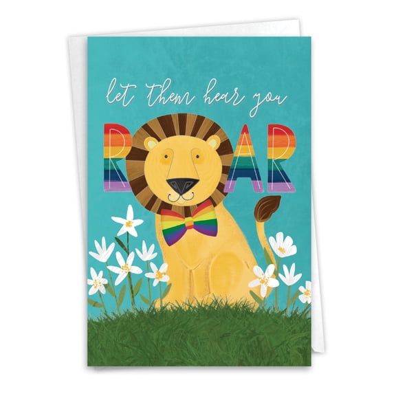 NobleWorks Congratulations Greeting Card with 5 x 7 Inch Envelope (1 Card) Congats, Good Luck Happy Pride - Lion C10983DCGG