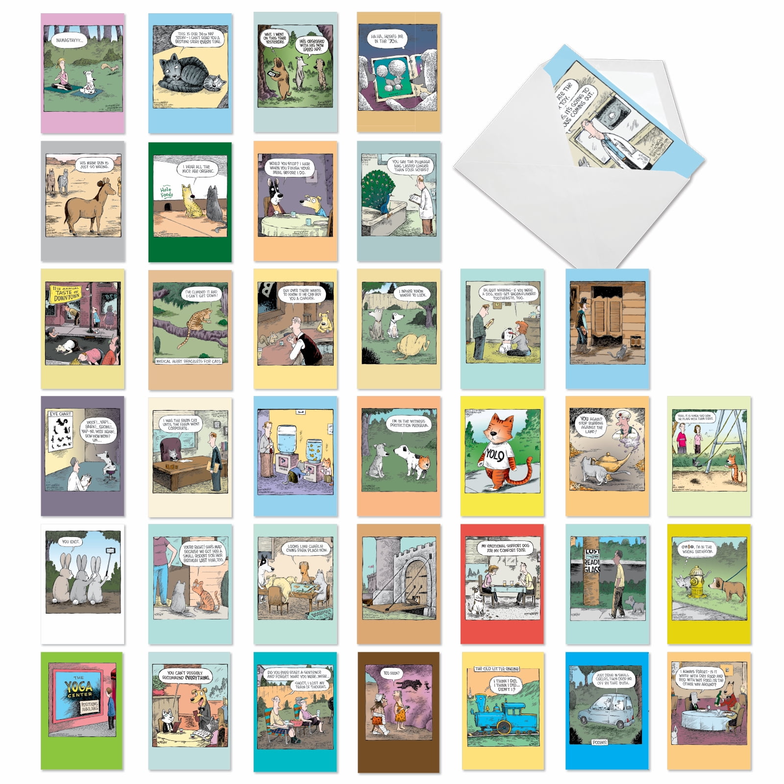 NobleWorks Dave Coverly's Cake Time - Pack of 36 Birthday Greeting Cards with Envelopes (4.63 x 6.75 Inch) - AC9375BDG-B1x36