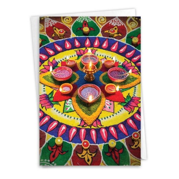 NobleWorks Diwali Greeting Card with 5 x 7 Inch Envelope (1 Card) Diwali Wishes C2816FDWG