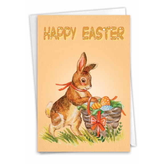 NobleWorks Easter Greeting Card with 5 x 7 Inch Envelope (1 Card) Watercolor Bunnies C9166FEAG