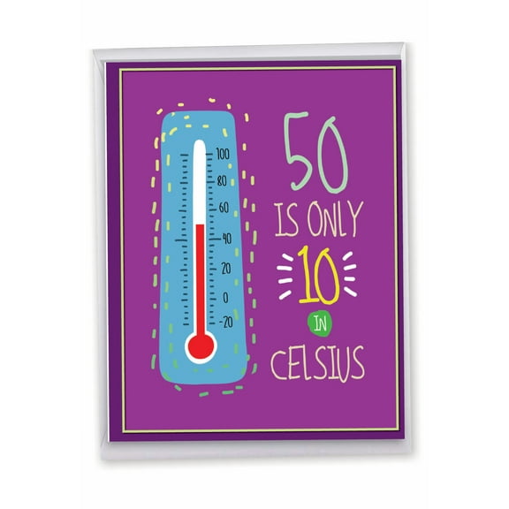 NobleWorks Extra Large Funny 50th Milestone Birthday Paper Card 8.5 x 11 Inch with Envelope (1 Pack) Oversize Jumbo 50 In Celsius J9574MBG