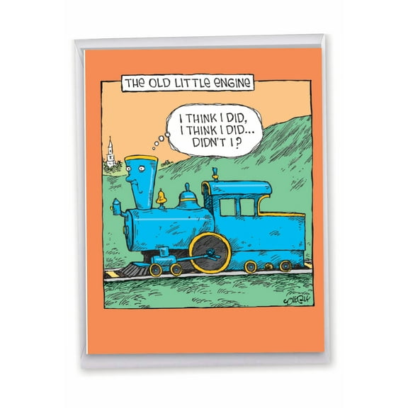 NobleWorks Extra Large Funny Birthday Greeting Card 8.5 x 11 Inch with Envelope (1 Pack) Big, Jumbo Bday Old Little Engine J6955BDG